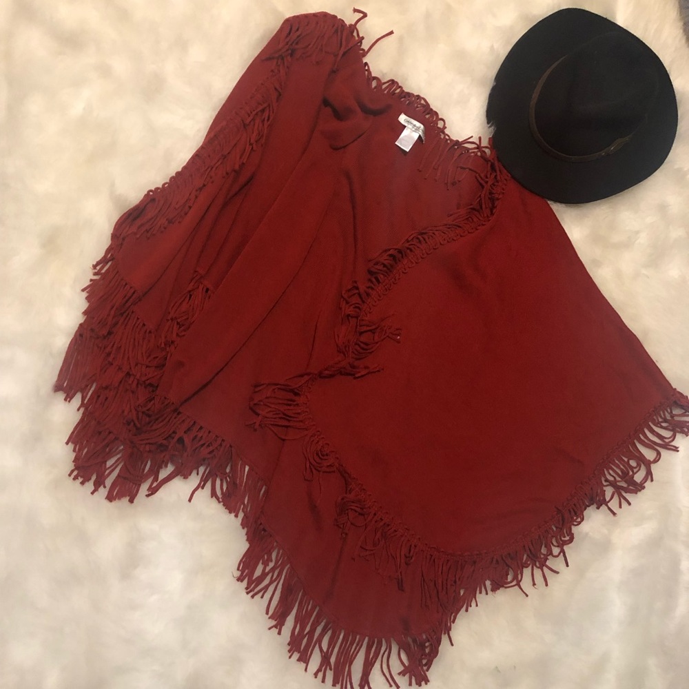 Beautiful Red shawl poncho cardigan wrap around